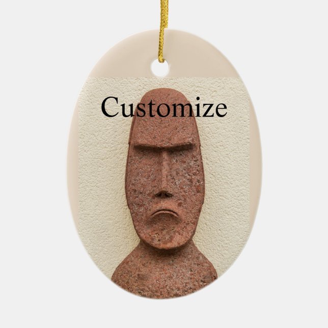 Easter Island Moai Head Thunder_Cove Ceramic Tree Decoration (Front)