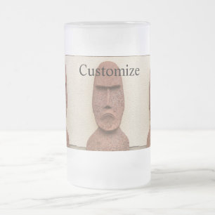 Easter Island Moai Head Thunder_Cove Frosted Glass Beer Mug