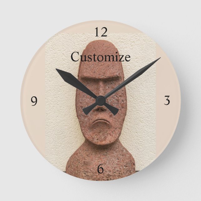 Easter Island Moai Head Thunder_Cove  Round Clock (Front)