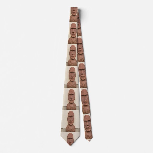 Easter Island Moai Head Thunder_Cove Tie (Front)