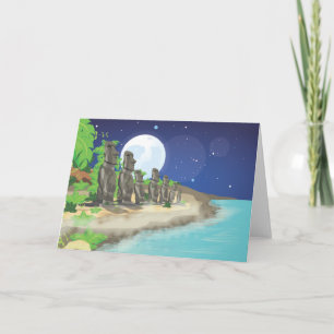 Easter Island Moai Holiday Card
