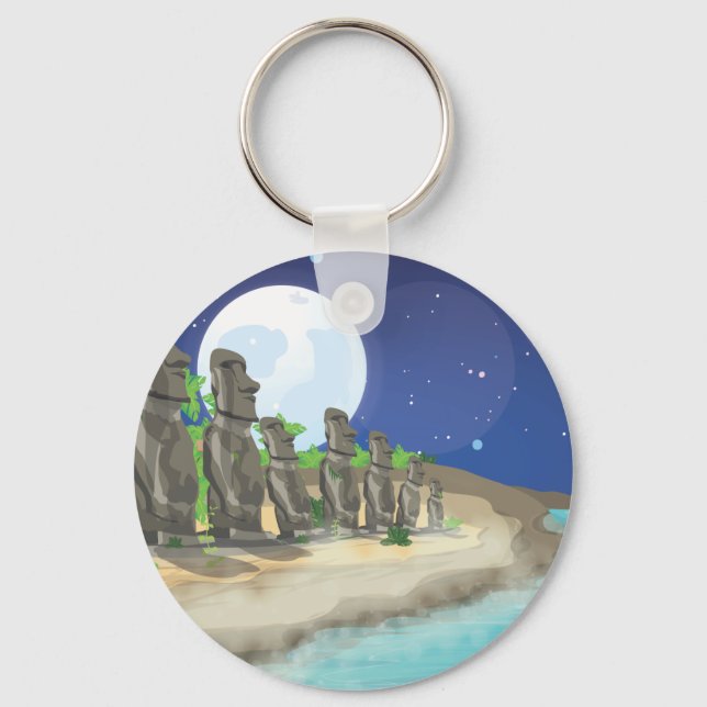 Easter Island Moai Key Ring (Front)