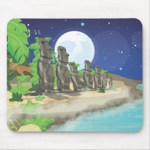 Easter Island Moai Mouse Mat