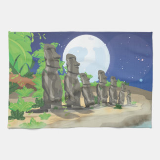 Easter Island Moai Tea Towel