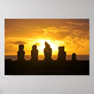 Easter Island Sunset Poster