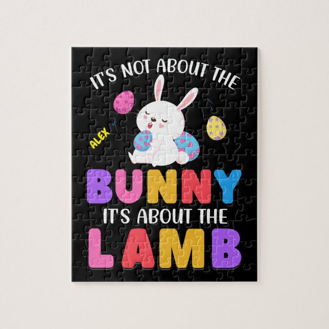 EASTER" IT'S NOT ABOUT THE BUNNY" PERSONALIZED JIG JIGSAW PUZZLE (Vertical)