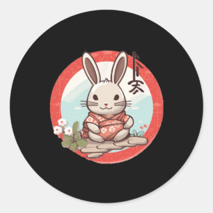 Easter Japan Rabbit Bunny In Japanese Kimono Suit Classic Round Sticker