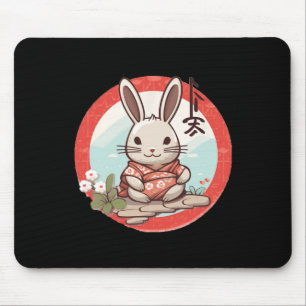 Easter Japan Rabbit Bunny In Japanese Kimono Suit Mouse Mat