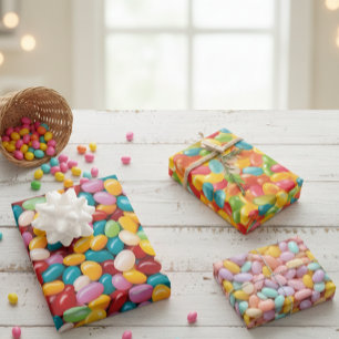 Easter Jelly Bean Pattern Wrapping Paper Sheet