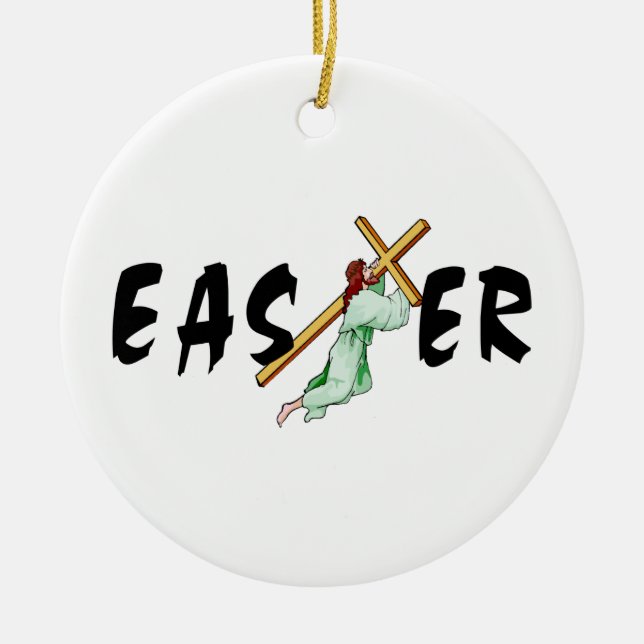 Easter Jesus Cross Ceramic Tree Decoration (Front)
