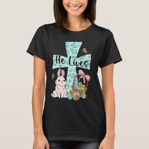 Easter Jesus Cross Cute Bunny Ears Carrot Eggs Gr T-Shirt