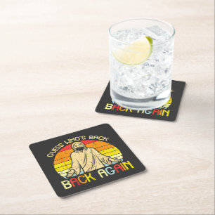 Easter Jesus Guess Whos Back Religious Christian Square Paper Coaster