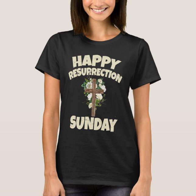 Easter Jesus Happy Resurrection Sunday Egg Rabbit  T-Shirt (Front)