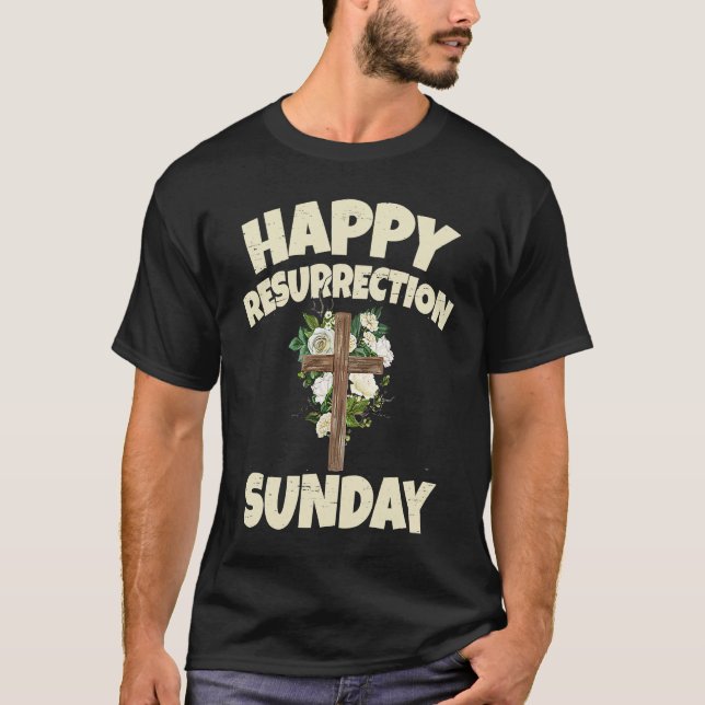Easter Jesus Happy Resurrection Sunday Egg Rabbit  T-Shirt (Front)