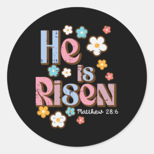 Easter Jesus He Is Risen Christian Faith Girls Kid Classic Round Sticker