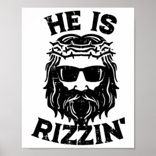 Easter Jesus He Is Rizzin Risen Fun Christian Men Poster