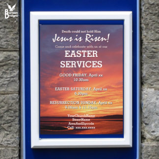 EASTER Jesus is Risen CHURCH SERVICES Customized Poster