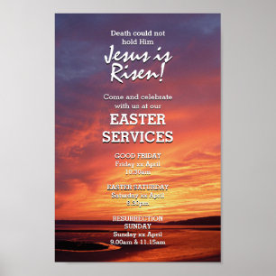 EASTER Jesus is Risen CHURCH SERVICES Customized Poster
