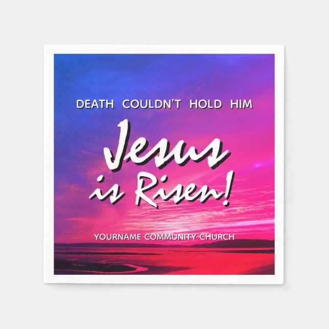 Easter JESUS IS RISEN Customizable Christian Napkin (Front)