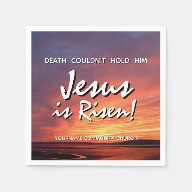 Easter JESUS IS RISEN Customizable Christian Napkin (Front)