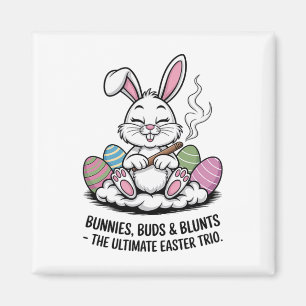 Easter Joke Humourous Bunnies Buds Blunts Trio  Magnet