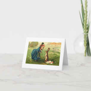Easter Joys Card Victorian Girl & Doll