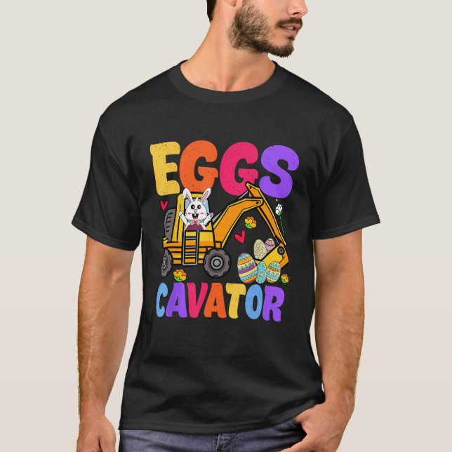 Easter Kids Boys  Excavator Happy Easter EggsCavat T-Shirt (Front)