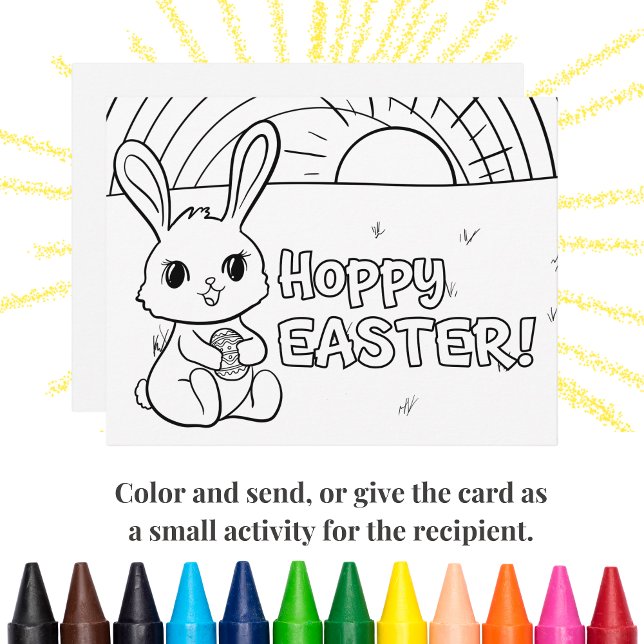Easter Kids Coloring Card with Bunny and Egg (A cute card to color and send, or save the coloring for the kid on the receiving end. : )  )