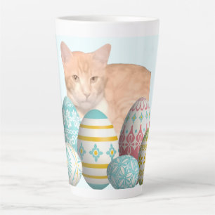 Easter Kitten Photo with Painted Eggs Latte Mug