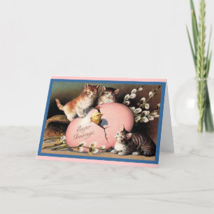 Easter Kittens Vintage Art Card