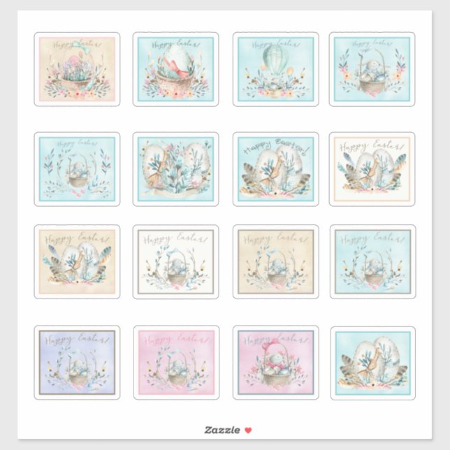 Easter Labels Bunnies Baskets Flowers Cute (Sheet)