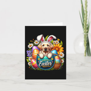 Easter Labrador Puppy Floral Easter Colourful Eggs Card