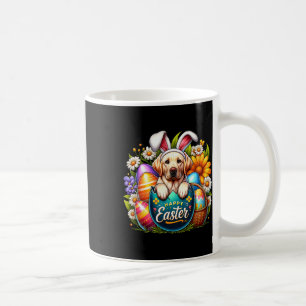 Easter Labrador Puppy Floral Easter Colourful Eggs Coffee Mug