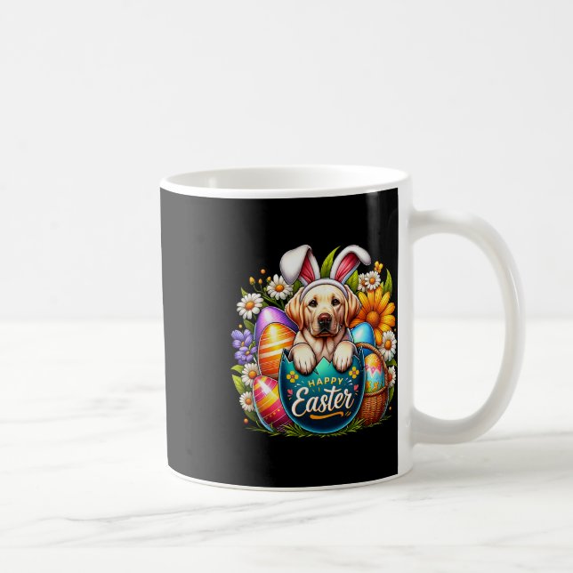 Easter Labrador Puppy Floral Easter Colourful Eggs Coffee Mug (Right)