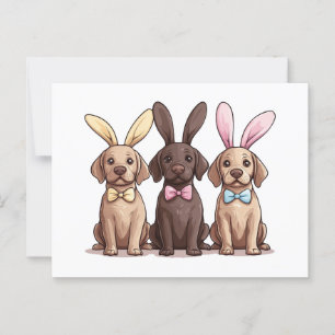 Easter Labrador Retriever Dogs Bunny Ears Postcard