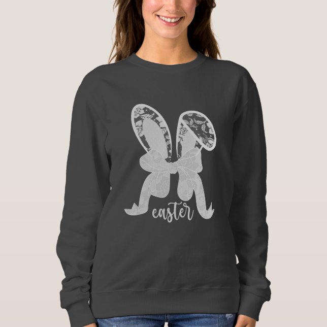 Easter Lace Bunny Lace Ears Lace Bow Coquette Sweatshirt (Front)