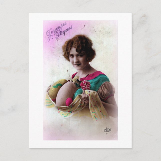 Easter Lady Vintage French Postcard (Front)