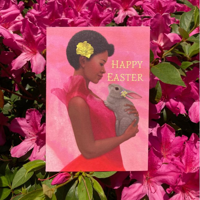 "Easter Lady with Rabbit." Greeting Card (Creator Uploaded)
