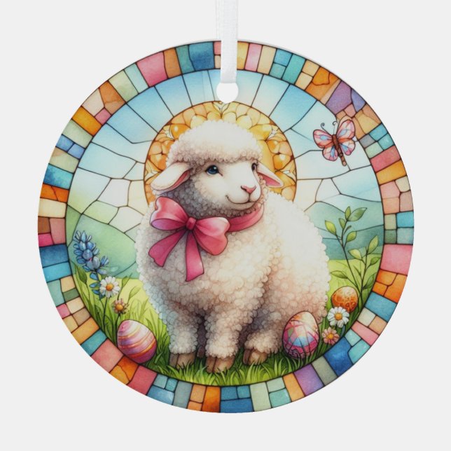 Easter Lamb In Stained Glass Tree Decoration (Back)