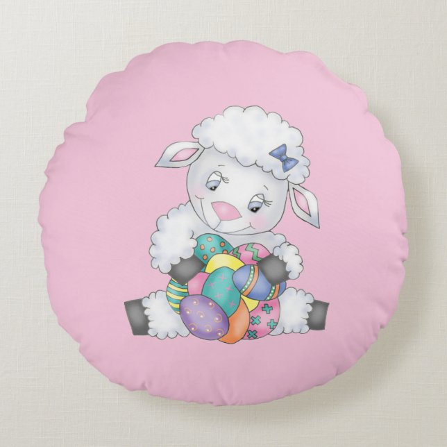 Easter Lamb Round Cushion (Front)