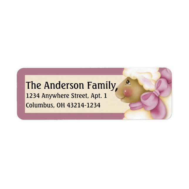 Easter Lamb Sheep Pink Colour address labels (Front)