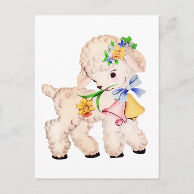 EASTER LAMB VINTAGE HOLIDAY POSTCARD (Front)