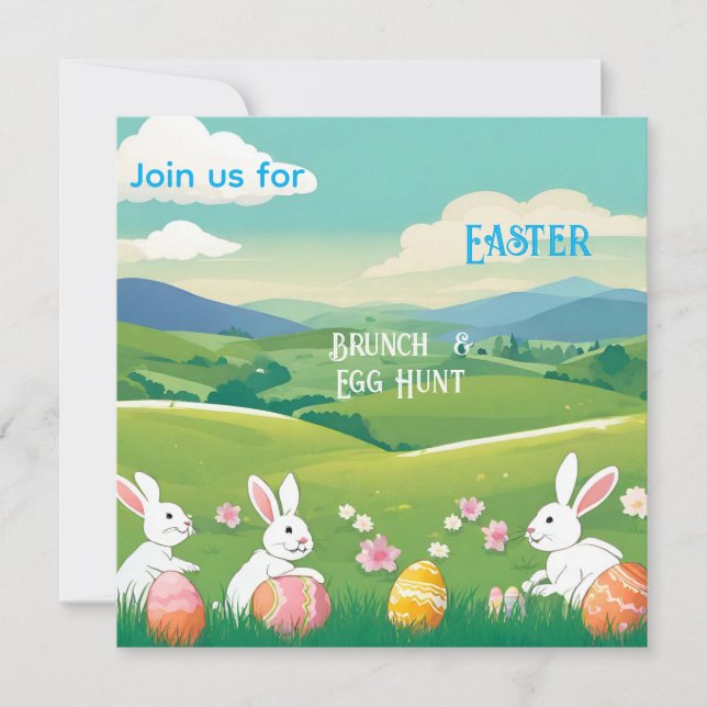  Easter landscape - Brunch&Egg hunt  Invitation (Front)