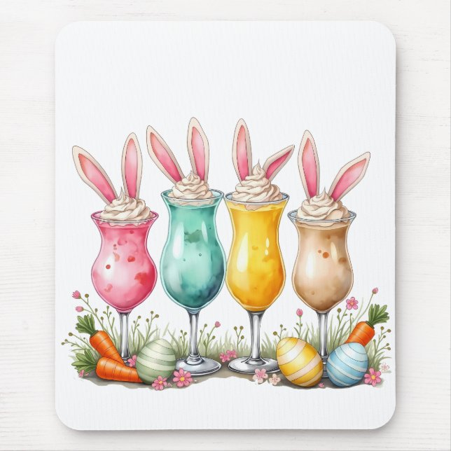 Easter Latte Glasses of Latte with Bunny Ears Mouse Mat (Front)