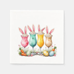 Easter Latte Glasses of Latte with Bunny Ears Napkin