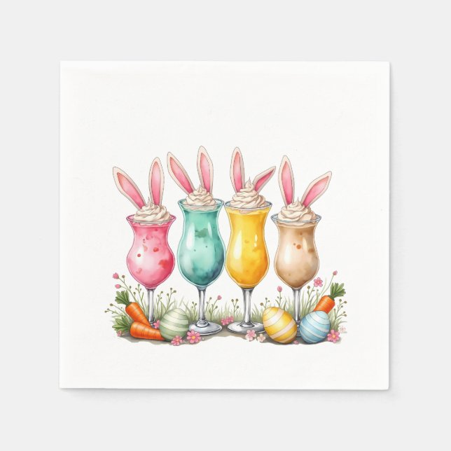 Easter Latte Glasses of Latte with Bunny Ears Napkin (Front)