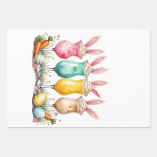 Easter Latte Glasses of Latte with Bunny Ears Wrapping Paper Sheet