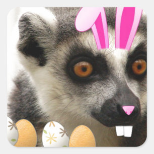 Easter Lemur Square Sticker