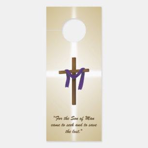 Easter Lent Cross Purple Drape Resurrection Day Door Hanger