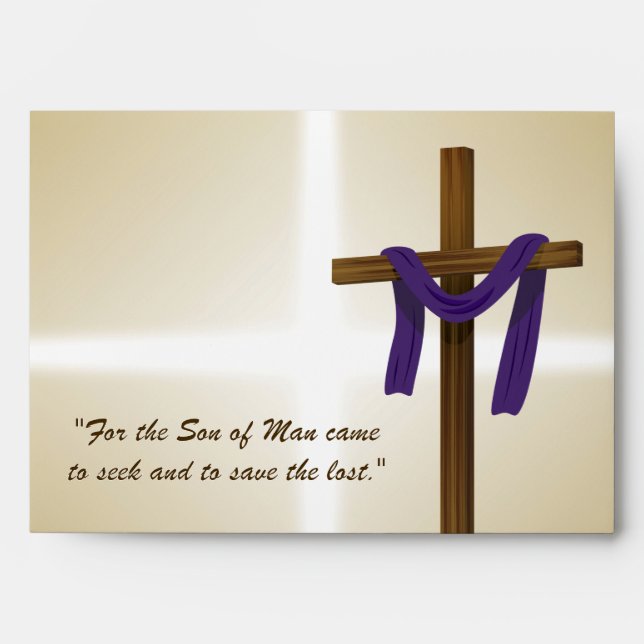Easter Lent Cross Purple Drape Resurrection Day Envelope (Front)